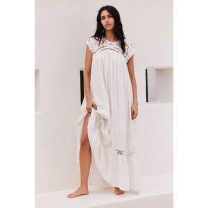 Free People Ivory Crochet Trim Midi Dress